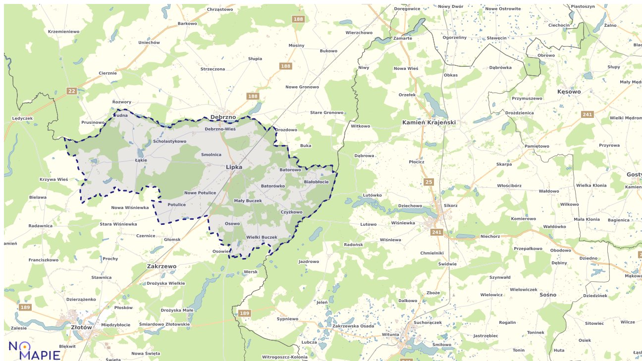 Mapa obszarów ochrony przyrody Lipki